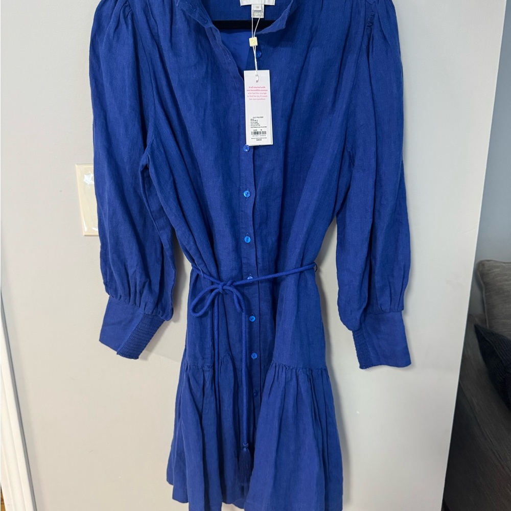 Lilly Pulitzer Drena Linen Dress Martinique Blue x Blue Med